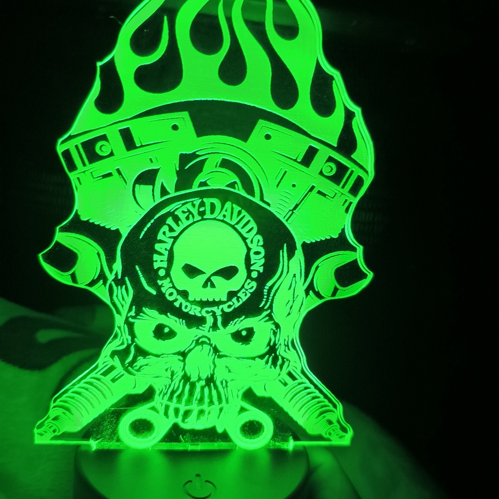 Harley-Davidson LED Light with Skull Design Hand Made Desk Lamp